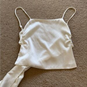 White Satin Top with open back